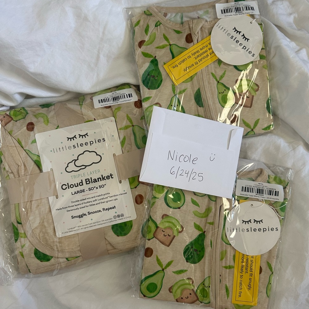 Little Sleepies Avocado Pajama & Blanket Bundle